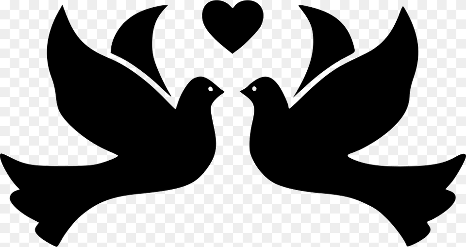 Vector Doves Svg Love Birds Icon, Silhouette, Stencil, Symbol, Animal Free Png Download