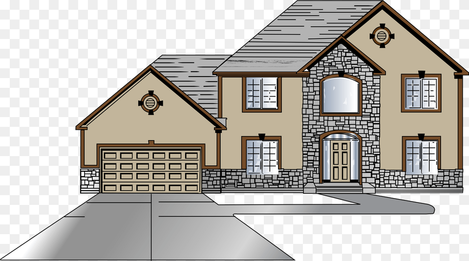 Vector Download Big Houses Design Clipart In Simple 2 Story House Clip Art, Garage, Indoors, Door, Scoreboard Png