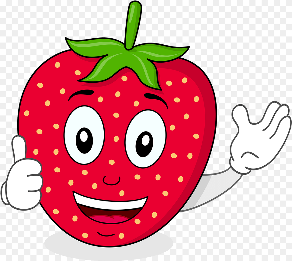 Vector Funtime Fruits Tasty Snacks For Kids Happy Strawberry Thumbs Up, Berry, Food, Fruit, Plant Free Png Download