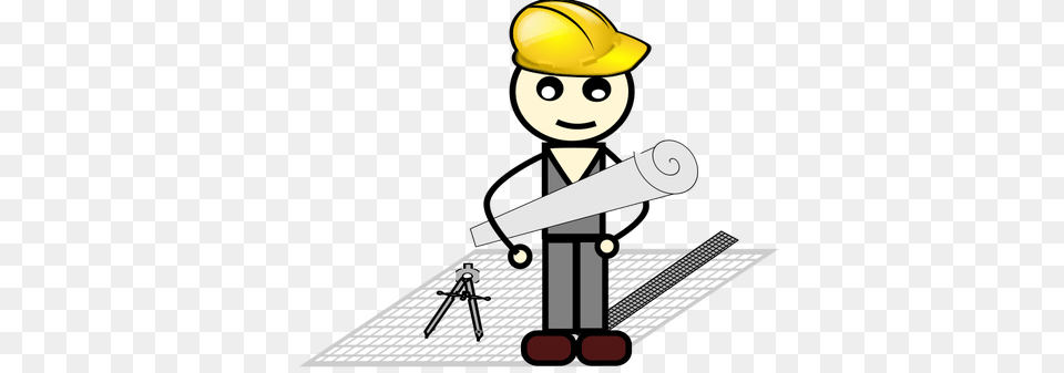 Vector Drawing Of Architect With Compass And Ruler, Clothing, Hardhat, Helmet, Nature Free Png