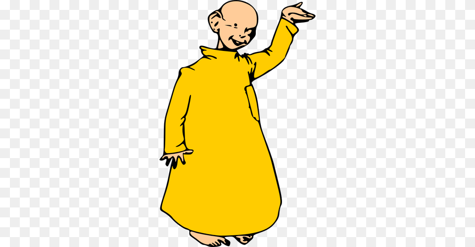 Vector Drawing Of Buddha Kid In A Civara, Clothing, Coat, Sleeve, Long Sleeve Free Png Download