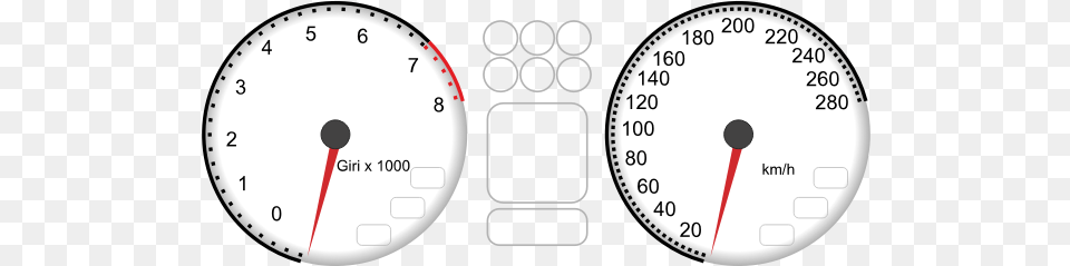 Vector Drawing Of Car Dashboard Tachometer And Speedometer Gauge, Disk Png Image