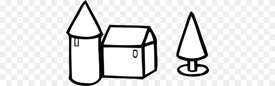Vector Drawing Of Farmhouse Lineart, Lamp Png