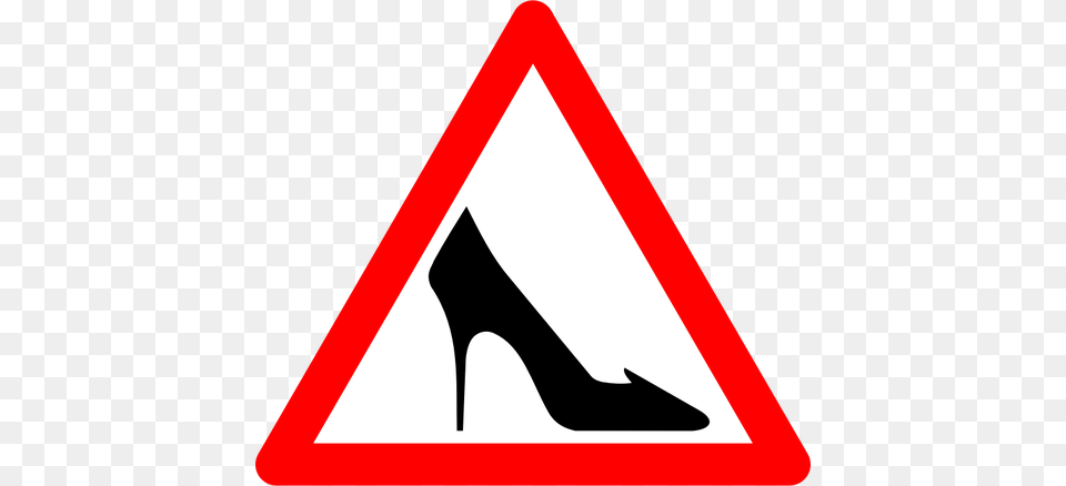 Vector Drawing Of Ladies Shoes Warning Traffic Sign Public, Clothing, Footwear, High Heel, Shoe Png