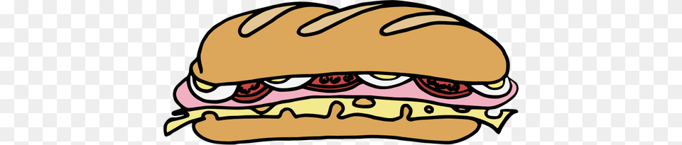 Vector Drawing Of Long Sandwich In Color, Burger, Food Free Png Download