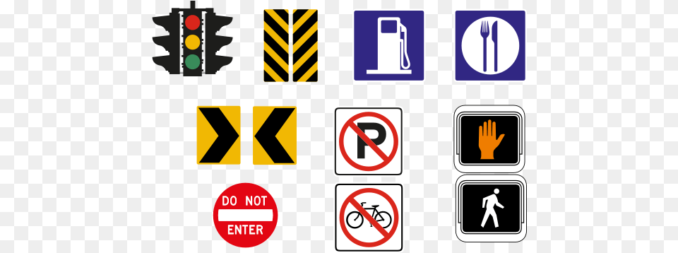 Vector Drawing Of Selection Of Traffic Road Signs In Visual Communication Clipart, Light, Sign, Symbol, Traffic Light Free Png