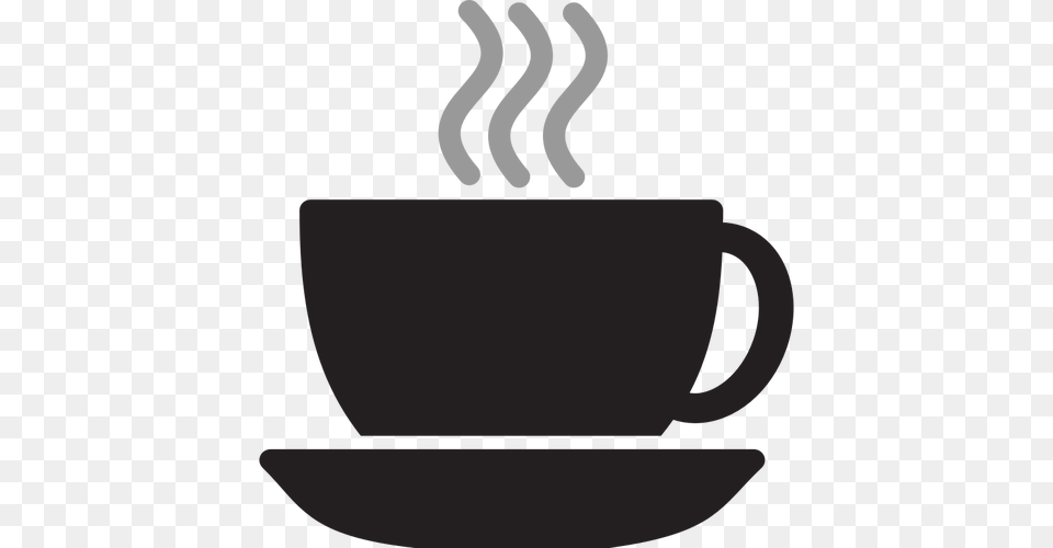 Vector Drawing Of Steaming Coffee Or Tea Cup With Saucer Public, Beverage, Coffee Cup Free Png