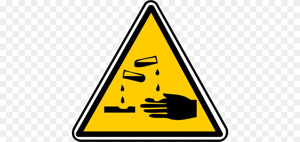 Vector Drawing Of Triangular Acid Burns Warning Sign Public, Symbol, Triangle, Road Sign Png Image