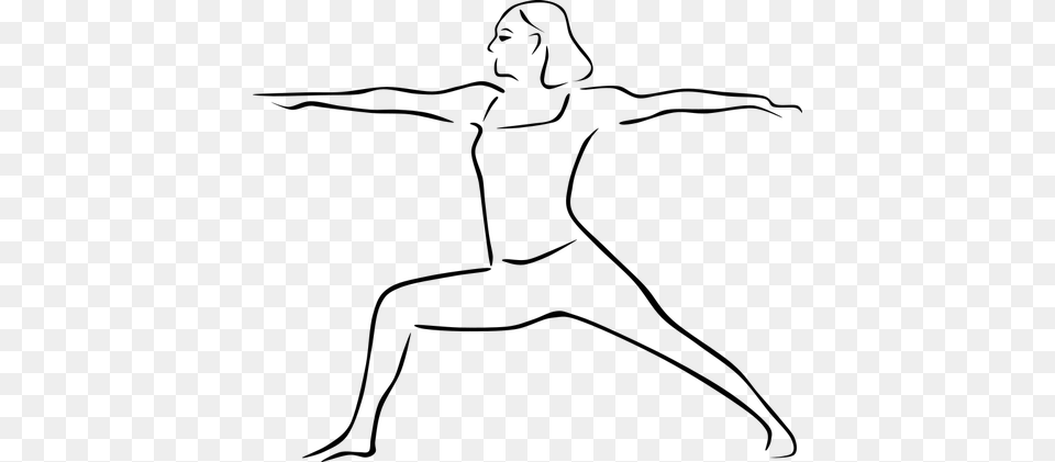 Vector Drawing Of Warrior Ii Yoga Pose Drawing Of Yoga Poses, Gray Free Png