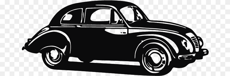 Vector Drawing Retro Ford Download Vintage Car Silhouette, Sedan, Transportation, Vehicle, Antique Car Free Png