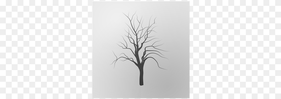 Vector Drawing Silhouettes Of Leafless Tree Poster Silhouette, Art, Plant, White Board Png