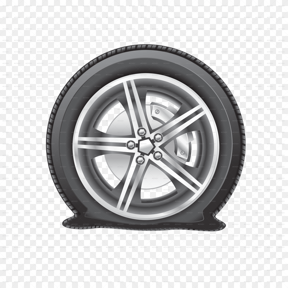Vector Effect Tyre Flat Tire Clipart, Alloy Wheel, Car, Car Wheel, Machine Free Png Download