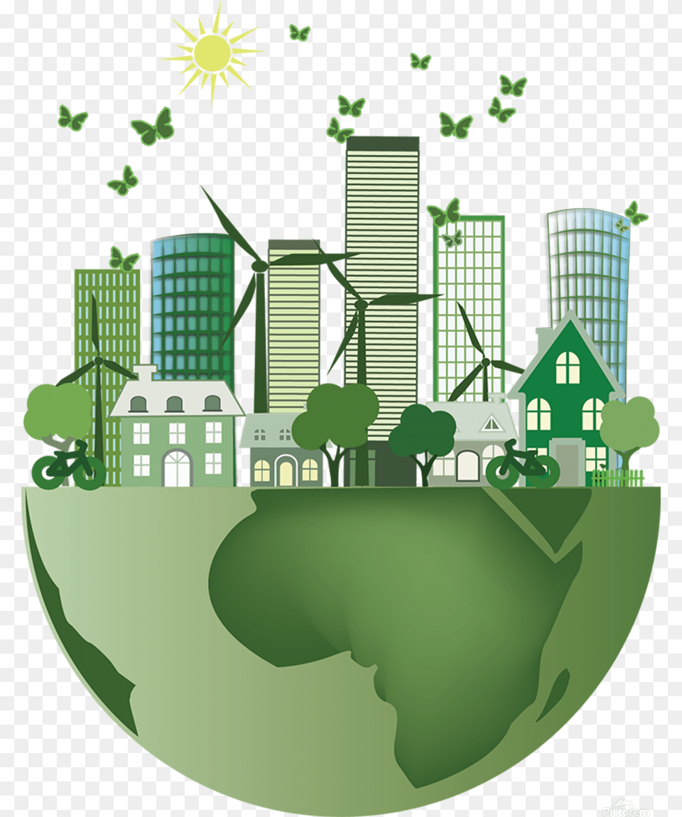 Vector Energy Saving Caring For The Earth Print Green Smart City, Metropolis, Neighborhood, Urban, Photography Free Png