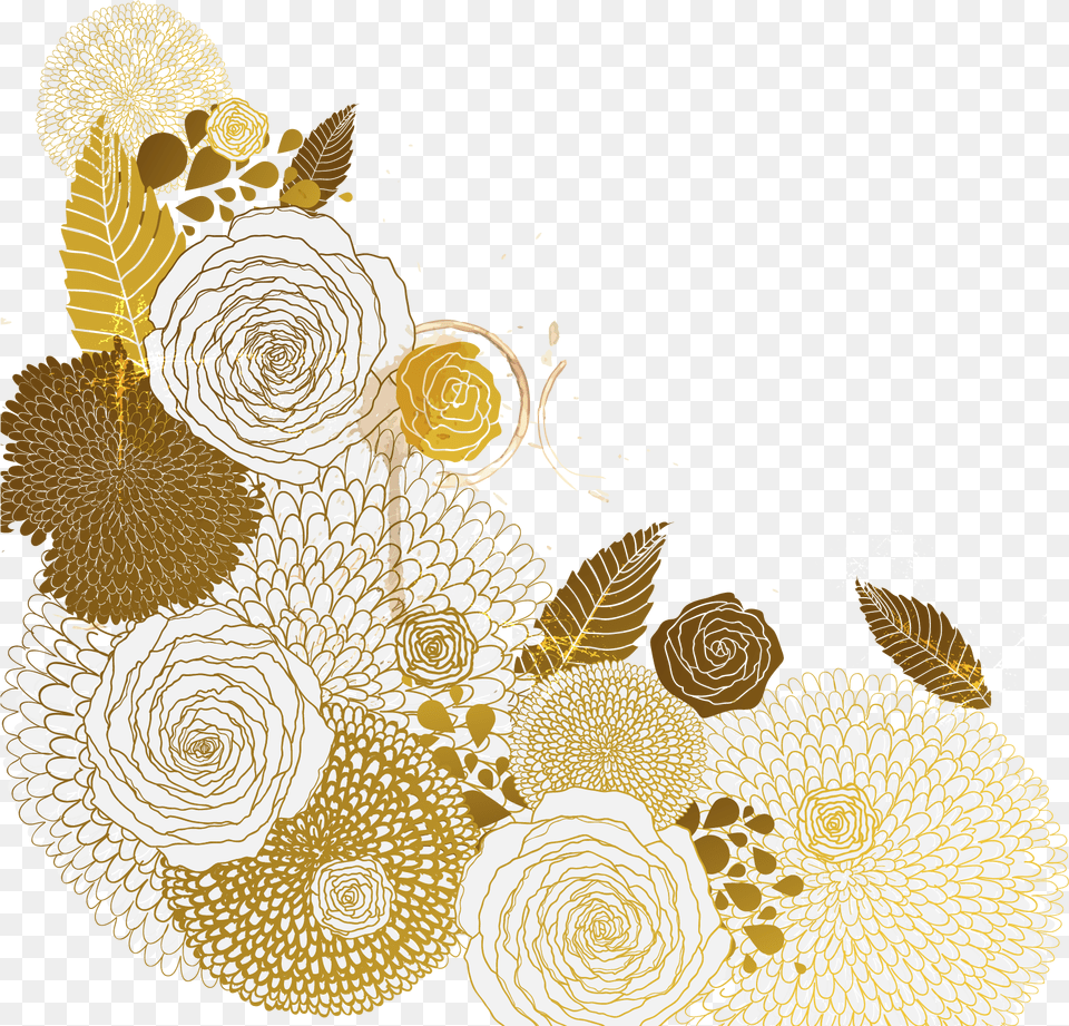 Vector Euclidean Flower Pattern Golden Hd Flower Gold Vector, Art, Floral Design, Graphics, Plant Free Transparent Png