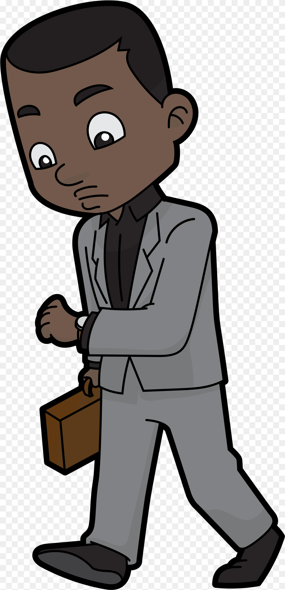 Vector File Cartoon Black Checking Black Businessman Cartoon Character, Baby, Person, Face, Head Free Png Download