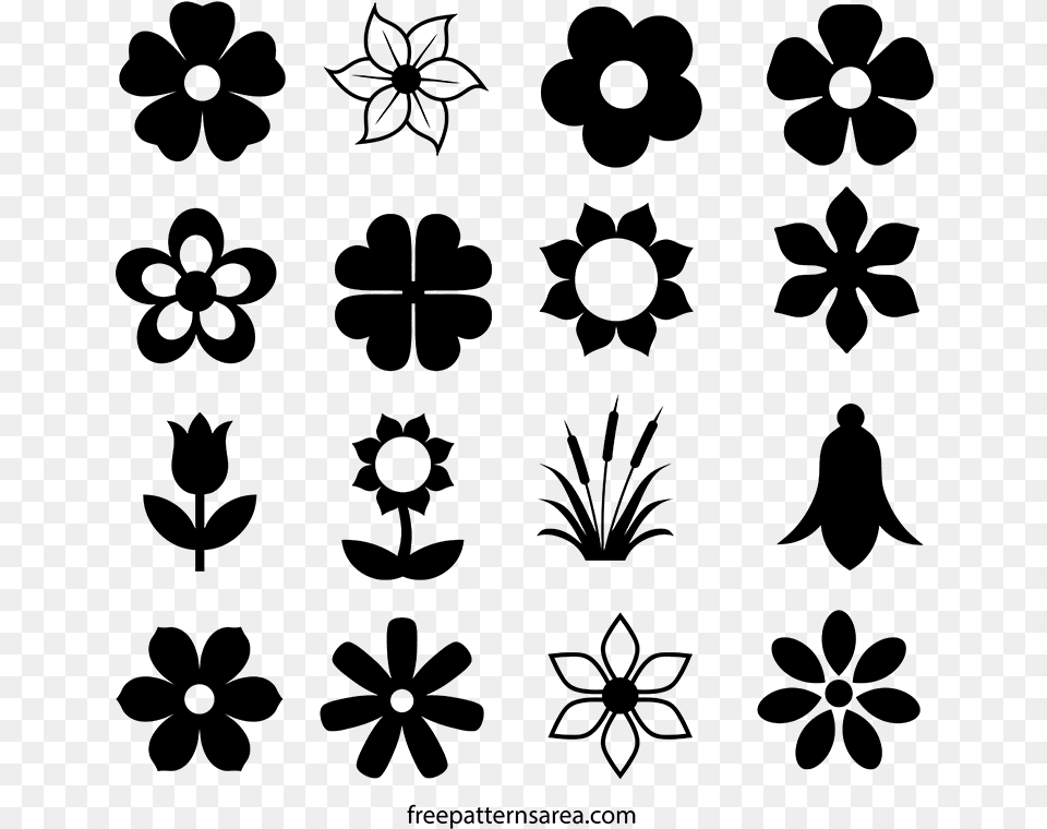 Vector Flower Geometric Flower Silhouette, Gray Png Image