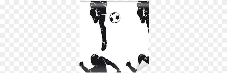 Vector Football Player Silhouette With Ball Isolated Soccer Ball Player Wall Art Sticker Decal Black Size, Stencil, Person, People, Head Png