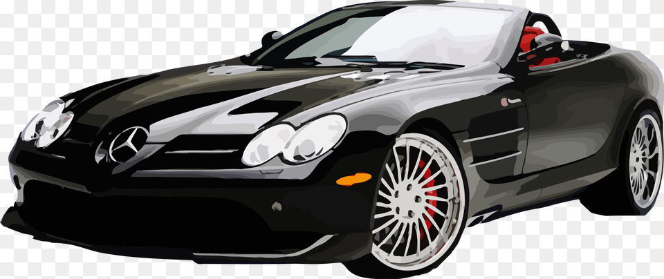 Vector Freeuse Benz Slr Mclaren S Class Black Mercedesbenz Sports Car, Wheel, Machine, Vehicle, Transportation Free Png Download