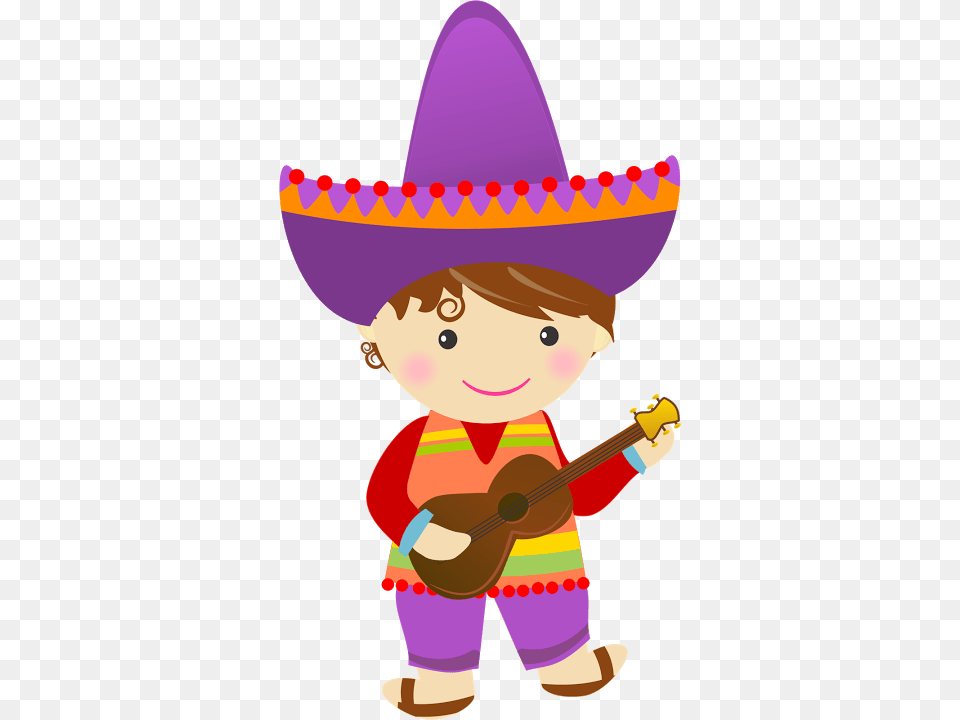 Vector Freeuse Pessoas Do Mundo Kids Clip Mexican Baby, Clothing, Hat, Guitar, Musical Instrument Free Transparent Png