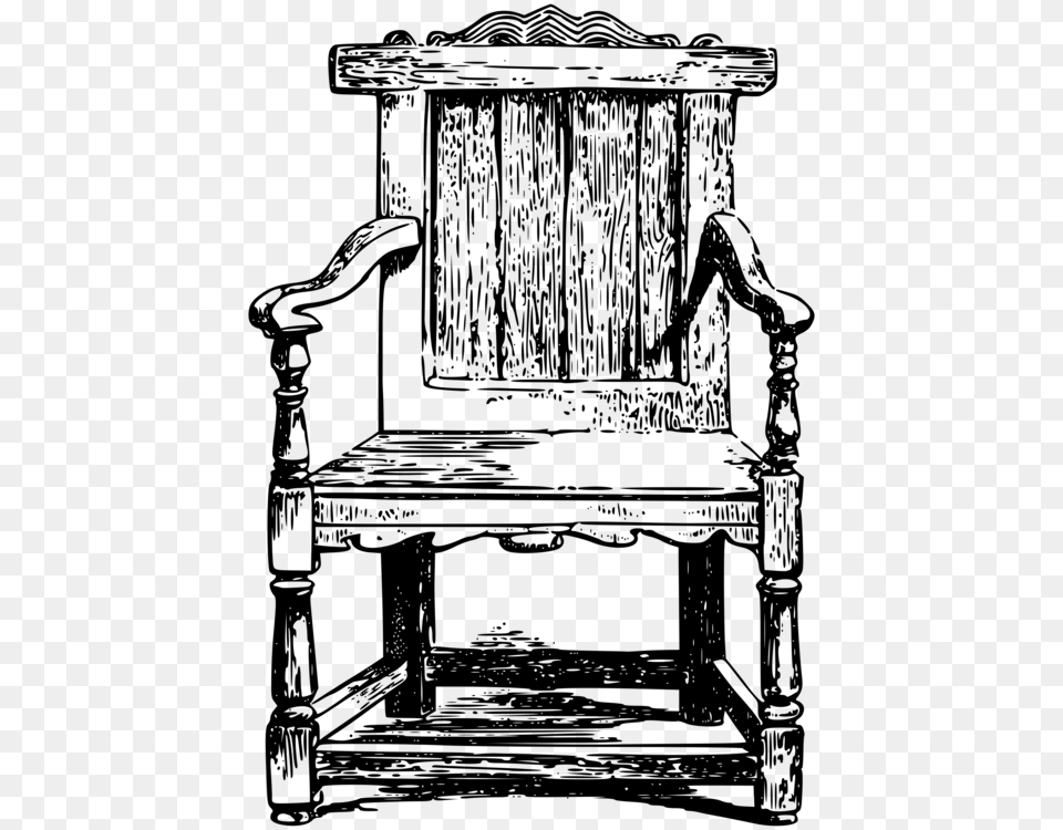 Vector Furniture Wooden Wooden Rocker Chair Black And White Clipart, Gray Free Png