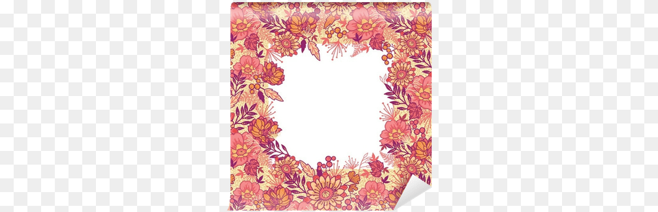 Vector Gold And Red Autumn Flowers Elegant Frame Seamless Stock Illustration, Art, Floral Design, Graphics, Pattern Png