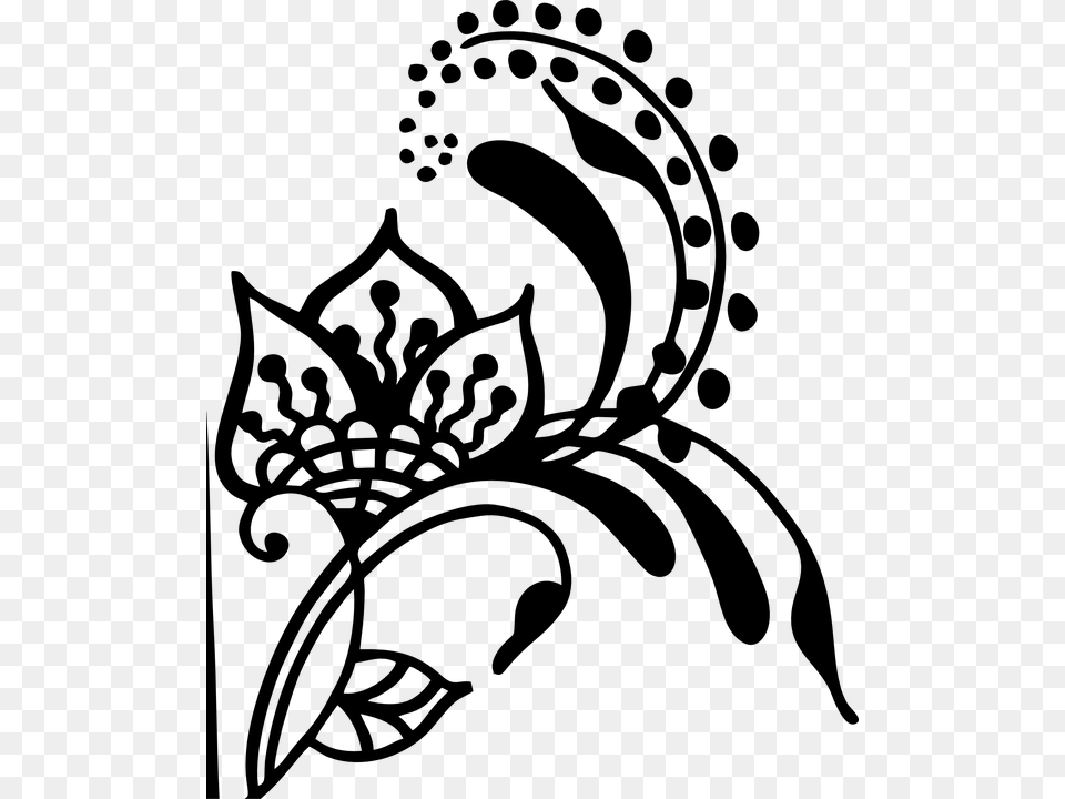 Vector Graphic Henna Drawing, Gray Free Png