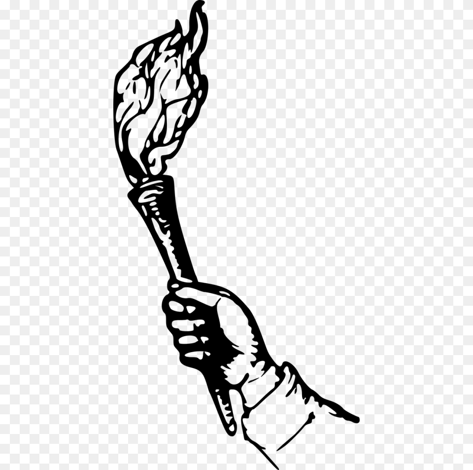 Vector Graphics Hand Holding Torch, Gray Free Png Download