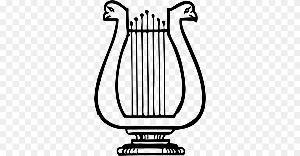 Vector Graphics Of Lyre Instrument, Gray Png Image
