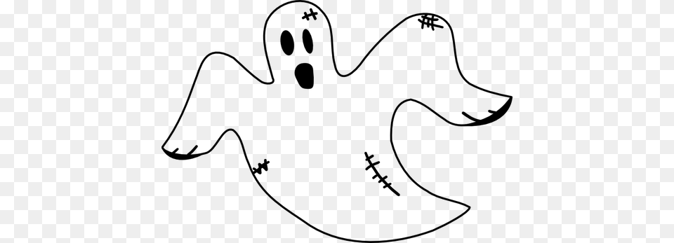 Vector Graphics Of Stitched Ghost, Gray Free Png Download