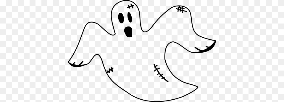 Vector Graphics Of Stitched Ghost, Gray Png