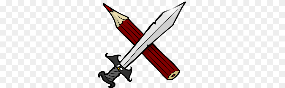 Vector Graphics Of Sword And Pencil, Weapon, Blade, Dagger, Knife Free Transparent Png