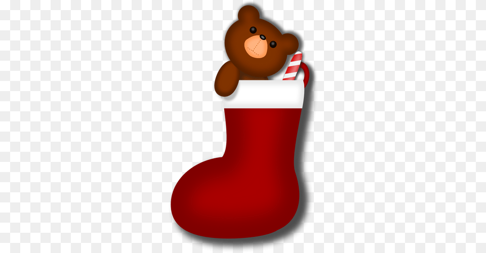 Vector Graphics Of Teddy Bear In Christmas Stocking Public, Clothing, Hosiery, Christmas Decorations, Festival Free Png Download
