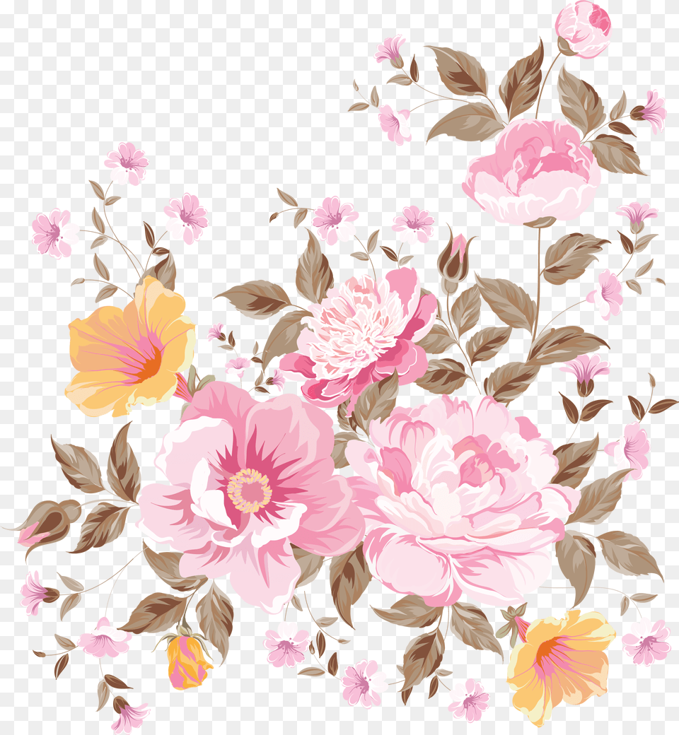 Vector Hand Painted Flowers Beautiful Painting Flowers Background, Art, Floral Design, Flower, Graphics Free Png