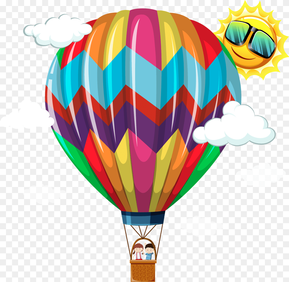 Vector Hot Air Balloon Transprent Happy Birthday Hotair Balloon, Aircraft, Hot Air Balloon, Transportation, Vehicle Png Image