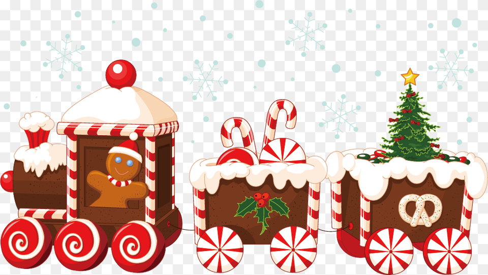 Vector House Claus Train Santa Gingerbread Christmas Gingerbread Christmas Train Clipart, Food, Sweets, Bulldozer, Machine Free Transparent Png