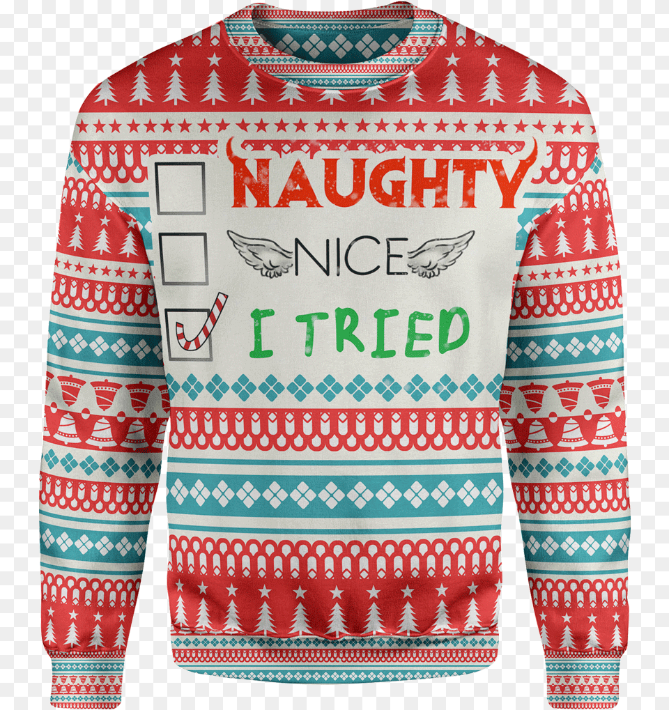 Vector I Tried Lunafide Ugly Christmas Sweater Pics, Clothing, Knitwear, Sweatshirt, Shirt Png