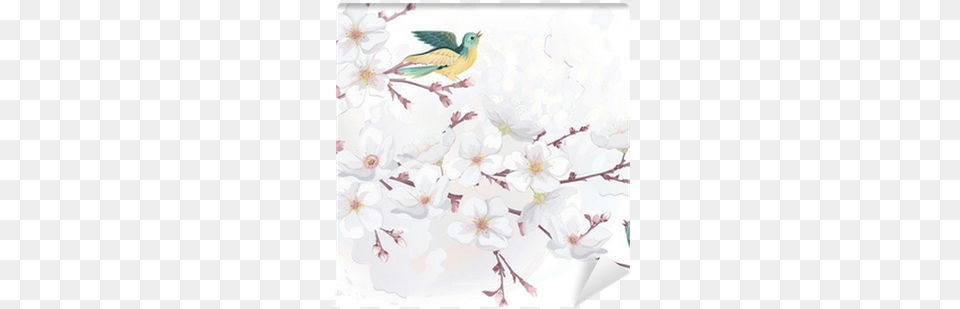 Vector Illustration Blooming Cherry Tree In Watercolor Watercolor Bird Adobe Illustrator, Flower, Plant, Cherry Blossom Free Transparent Png
