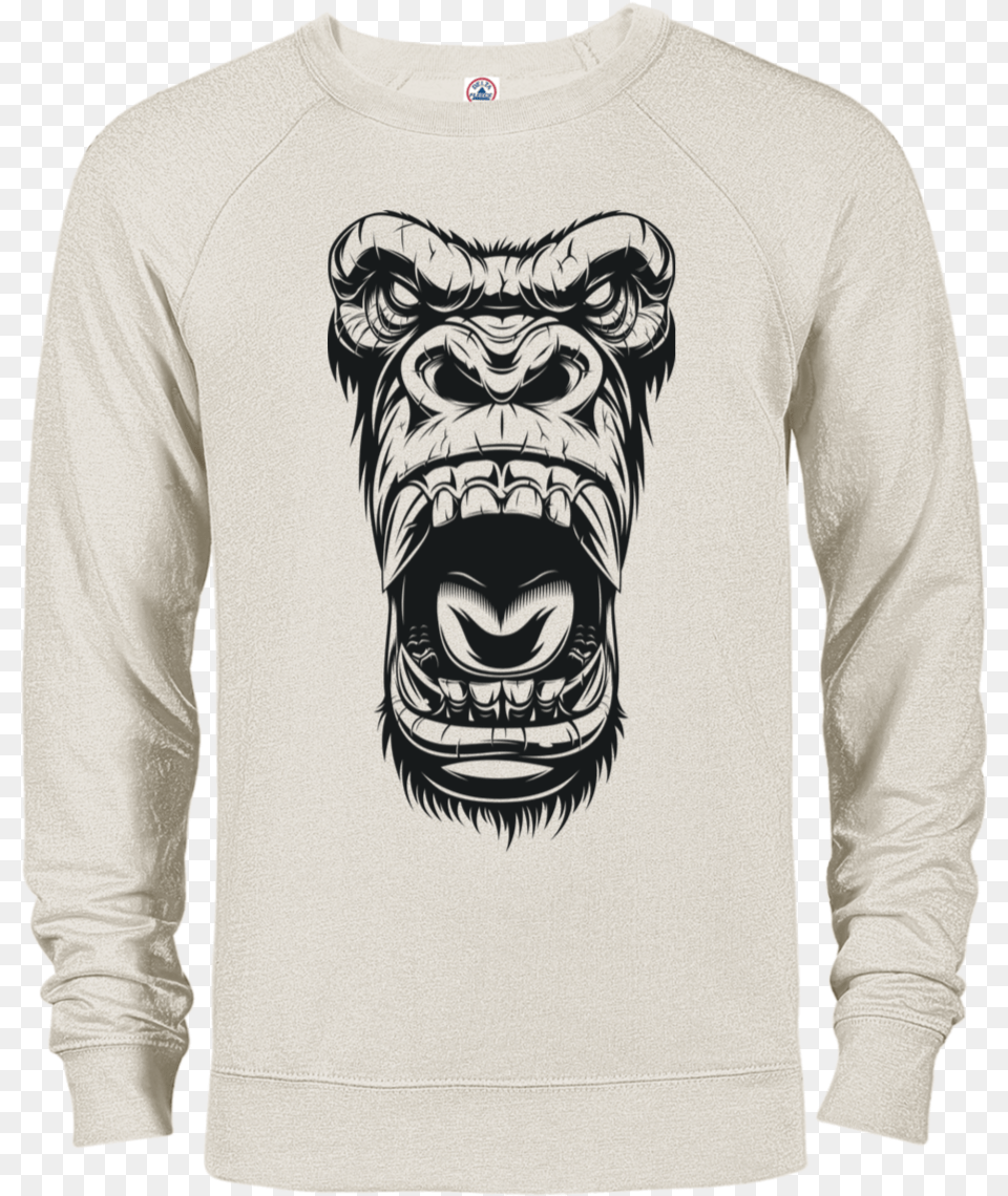 Vector Illustration Ferocious Gorilla Head, Clothing, Long Sleeve, Sleeve, Sweatshirt Free Png Download