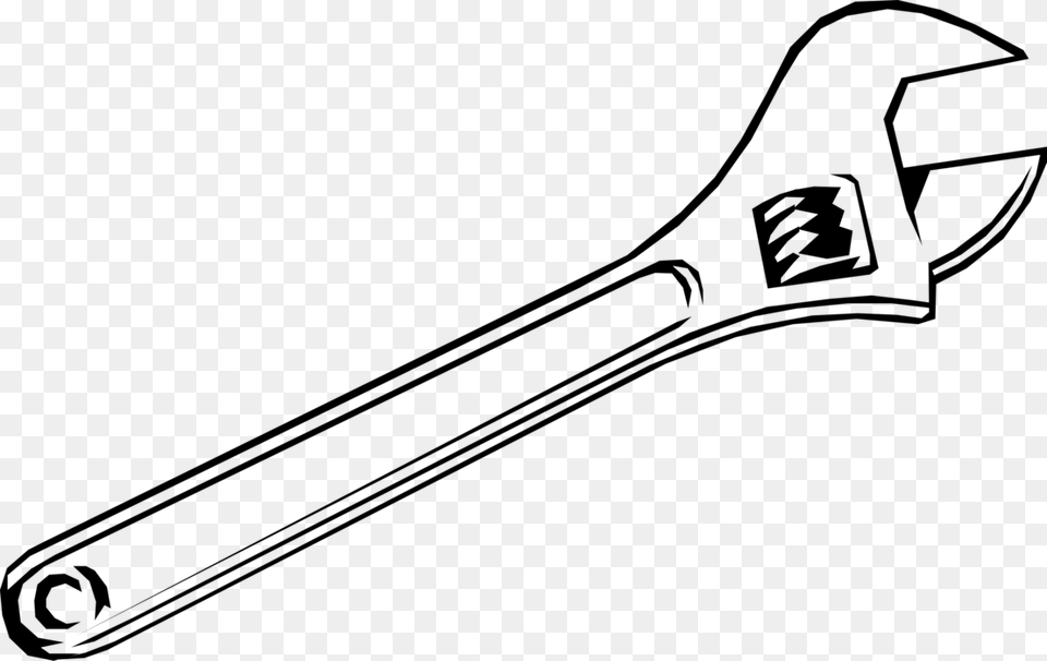 Vector Illustration Of Adjustable Wrench Or Spanner Chave Inglesa, Gray Png