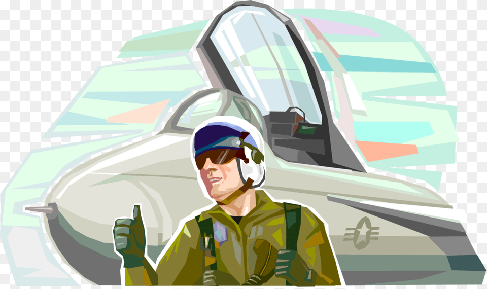 Vector Illustration Of Air Force Pilot With Fighter Air Force Pilot Vector, Adult, Person, Man, Male Free Transparent Png