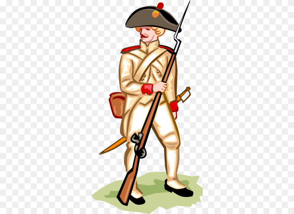 Vector Illustration Of American Revolution French Soldier Bill Of Rights Quartering Of Soldiers, Firearm, Gun, Rifle, Weapon Png Image