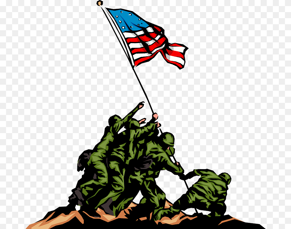 Vector Illustration Of American Soldiers Raising The Memorial Day Clipart, Baby, Person, Adult, Male Free Png