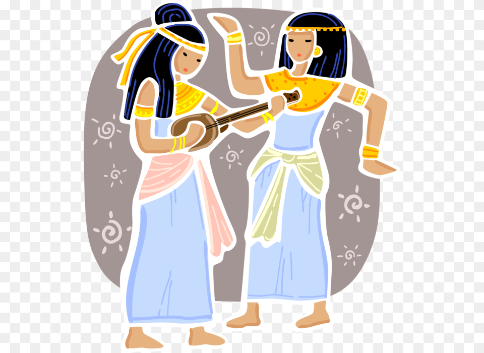 Vector Illustration Of Ancient Egypt Musician Plays Cartoon, Adult, Person, Female, Costume Png Image
