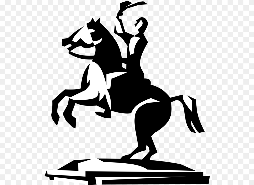 Vector Illustration Of Andrew Jackson Equestrian Horse Man On Horse Vector, Stencil, Silhouette, Animal, Fish Free Png Download