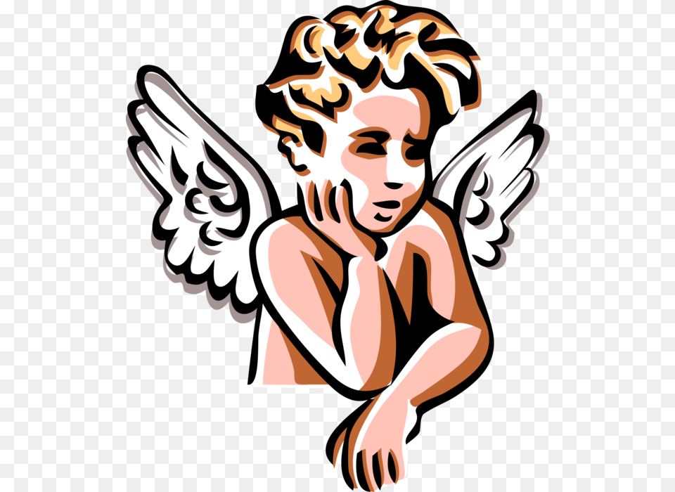 Vector Illustration Of Angelic Spiritual Cherub Angel Angel Baby Stencil, Adult, Female, Person, Woman Free Png Download