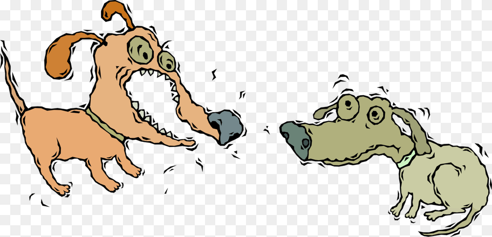Vector Illustration Of Angry Dog Barks At Timid Dog, Animal, Pig, Mammal, Hog Png Image