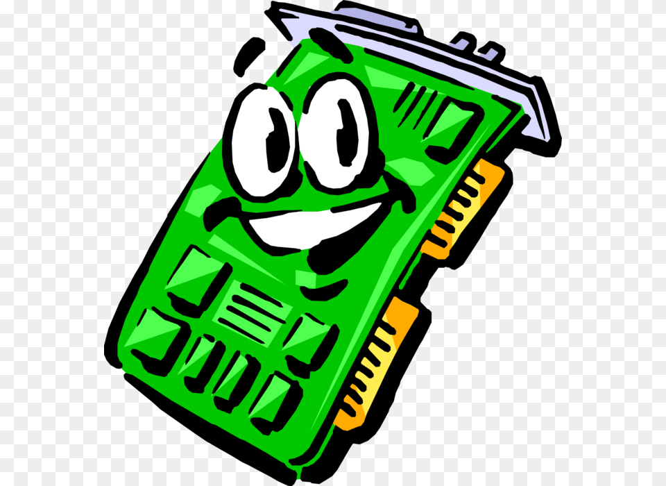 Vector Illustration Of Anthropomorphic Integrated Printed Cartoon Circuit Board, Computer Hardware, Electronics, Hardware, Person Png Image