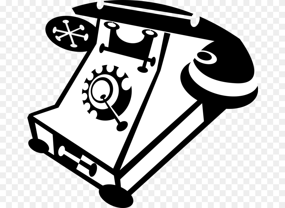 Vector Illustration Of Antique Telecommunications Device, Electronics, Phone, Stencil, Dial Telephone Png Image