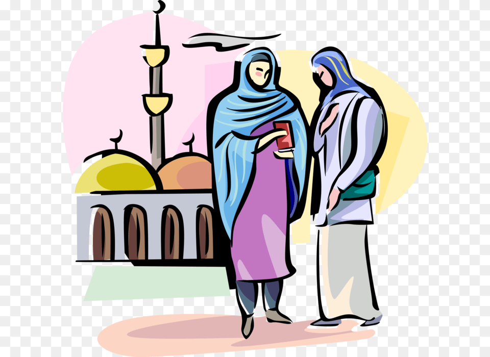 Vector Illustration Of Arab Women Wear Hijab Veil Traditionally Hijab Clip Art, Person, People, Adult, Female Free Png Download