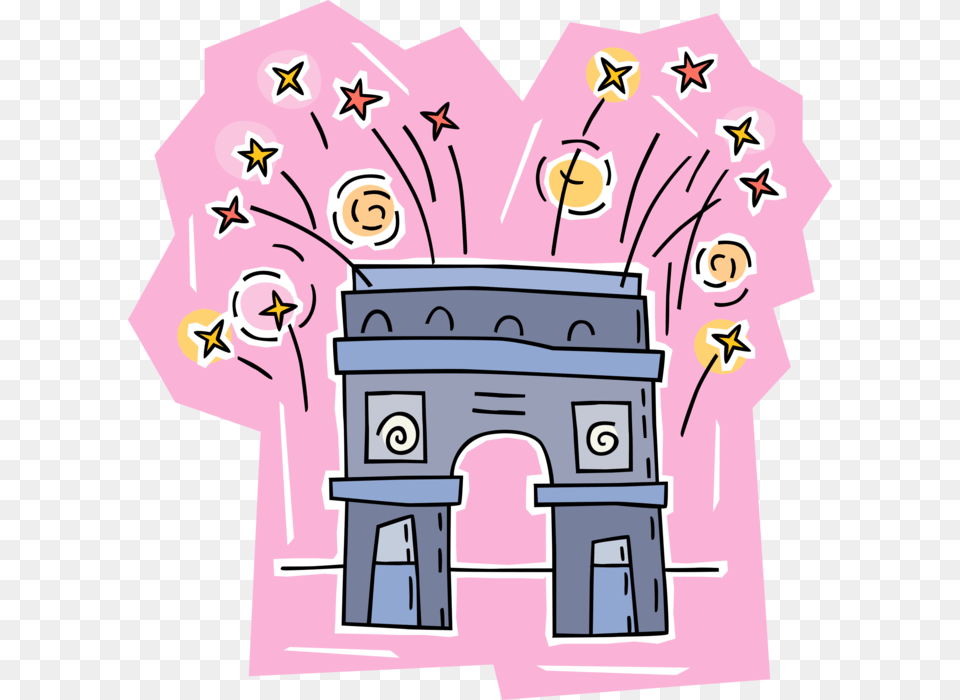 Vector Illustration Of Arc De Triomphe With Celebration Cartoon, Clothing, Coat Free Png Download